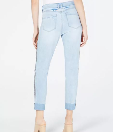 Rewash Junior's Ripped Herringbone Contrast Skinny Jeans Blue Size 9