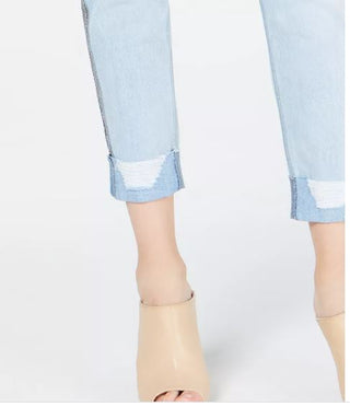 Rewash Junior's Ripped Herringbone Contrast Skinny Jeans Blue Size 9