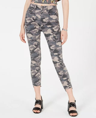 Rewash Juniors' Camo Cropped Skinny Jeans Gray Size 7