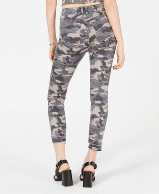 Rewash Juniors' Camo Cropped Skinny Jeans Gray Size 7