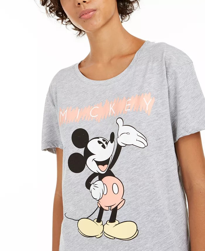Disney Juniors' Mickey Mouse Graphic T-Shirt Gray Size Small