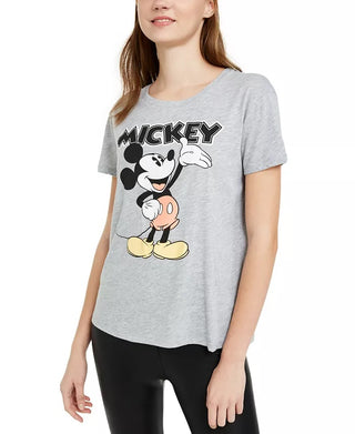 Disney Juniors' Mickey Mouse Graphic T-Shirt Med Gray Size Large