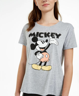 Disney Juniors' Mickey Mouse Graphic T-Shirt Med Gray Size Large