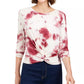 Hooked Up By Iot Juniors' Tie Dye Twist-Front Top Dark Red Size Extra Small