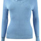 Hooked Up by IOT Juniors' Ruffled V-Neck Sweater Med Blue Size X-Small