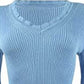 Hooked Up by IOT Juniors' Ruffled V-Neck Sweater Med Blue Size X-Small
