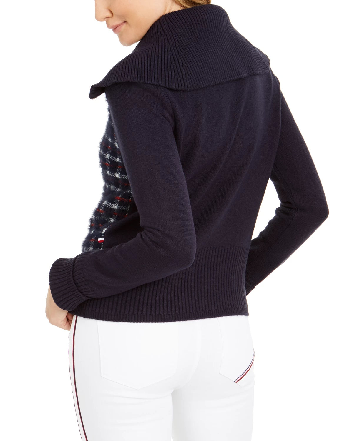 Tommy Hilfiger Women's  Plaid Sweater Jacket Blue Size Extra Small