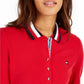 Tommy Hilfiger Women's Striped-Collar Polo Shirt Medium Red Size X-Small