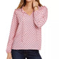 Tommy Hilfiger Women's Printed Ruffled Neck Blouse Pink Size X-Large