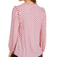 Tommy Hilfiger Women's Printed Ruffled Neck Blouse Pink Size X-Large