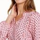 Tommy Hilfiger Women's Printed Ruffled Neck Blouse Pink Size X-Large
