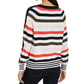Tommy Hilfiger Women's Striped Balloon-Sleeve Sweater White Size Medium