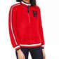 Tommy Hilfiger Women's Striped-Trim Sherpa Sweatshirt Medium Red Size Small Petite
