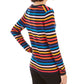 Tommy Hilfiger Women's Cotton Striped V Neck Sweater Blue Size Large