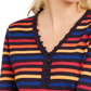 Tommy Hilfiger Women's Metallic Stripe Henley Top Medium Red Size XL