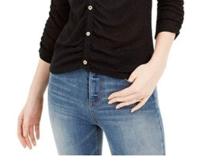 Crave Fame Juniors' Ruched Textured Top Black Size Extra Small