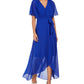 Jessica Howard Women's Faux Wrap Maxi Dress Bright Blue Size 6