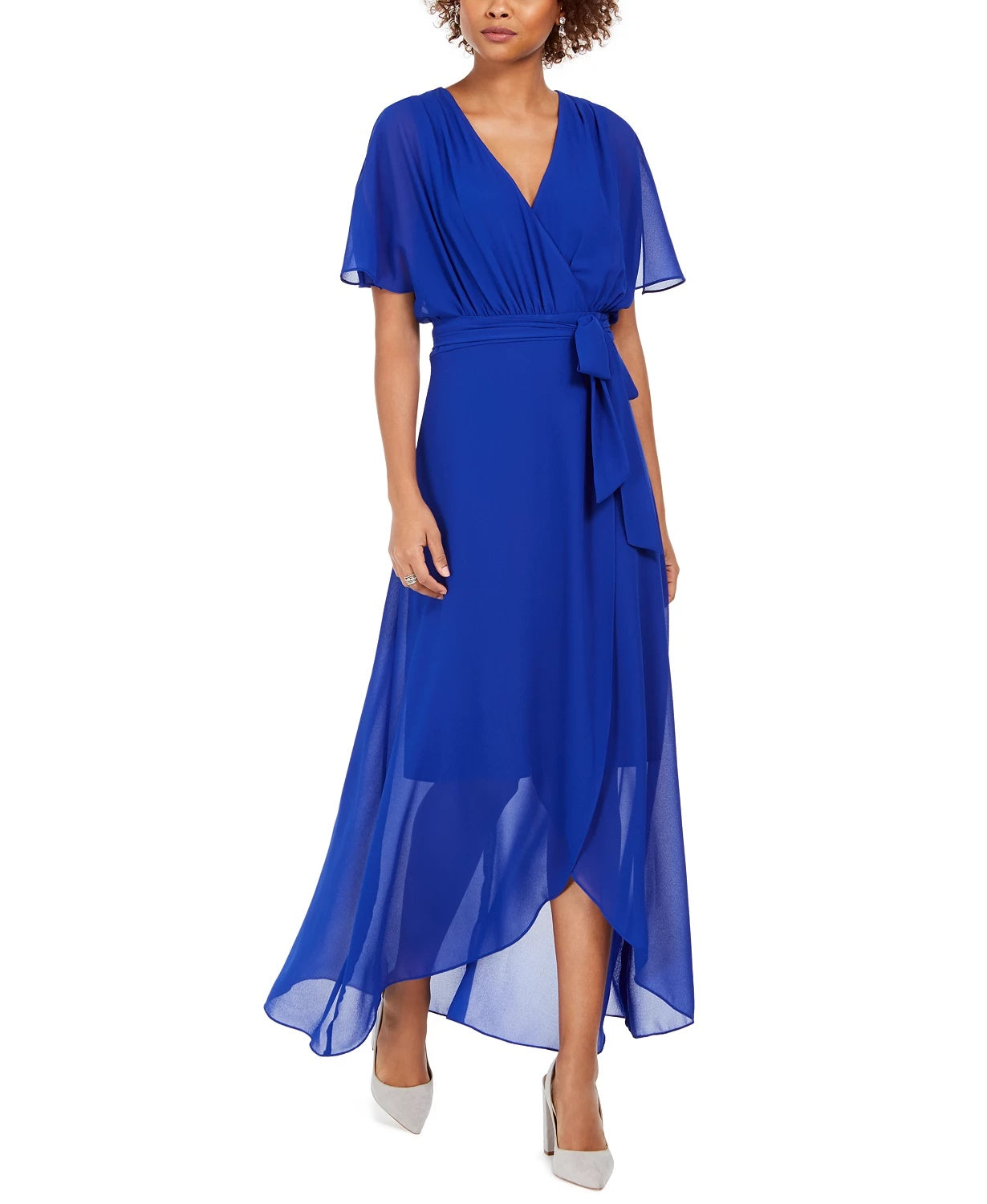 Jessica Howard Women's Faux Wrap Maxi Dress Bright Blue Size 6