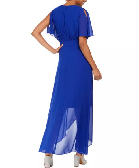 Jessica Howard Women's Faux Wrap Maxi Dress Bright Blue Size 6