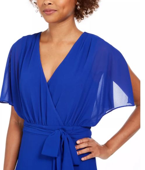 Jessica Howard Women's Faux Wrap Maxi Dress Bright Blue Size 6