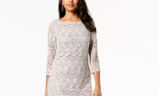 Jessica Howard Women's Petite Lace Shift Dress Charcoal Size 1