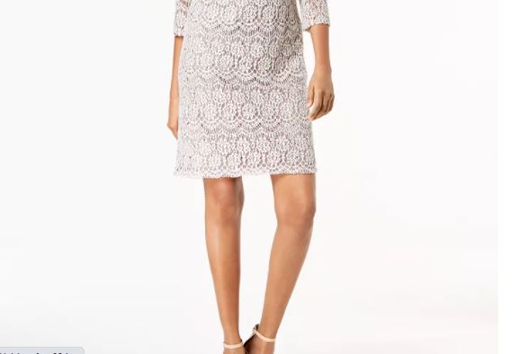 Jessica Howard Women's Petite Lace Shift Dress Charcoal Size 1