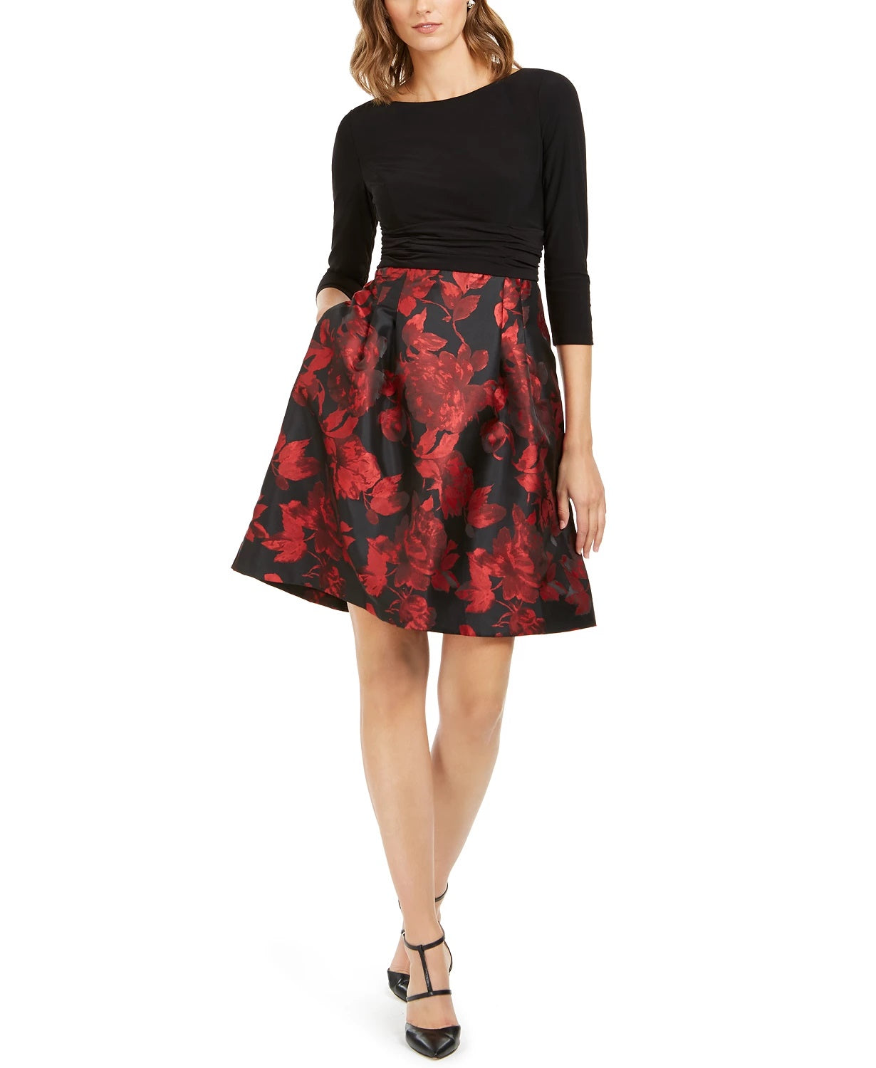 Jessica Howard Women's Pleated-Skirt Fit & Flare Dress Charcoal Size 18