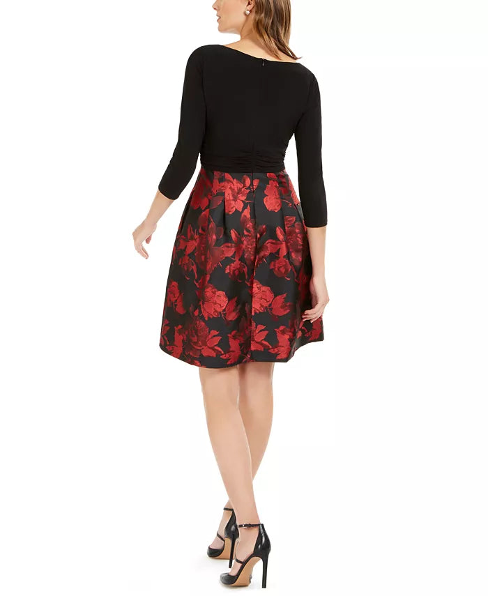 Jessica Howard Women's Pleated-Skirt Fit & Flare Dress Charcoal Size 18