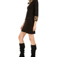 Jessica Howard Women's Animal Print Trim Sweater Dress Black Size Large