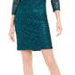 Jessica Howard Women's Petite Sequined Lace Dress Green Size 1