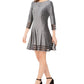 Jessica Howard Women's Metallic Illusion Trim Dress Silver Size 12 Petite