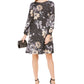 Jessica Howard Women's Metallic Floral Print Dress Charcoal Size 1