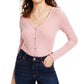 Crave Fame Junior's Cozy Rib Knit Top Pink Size X-Small