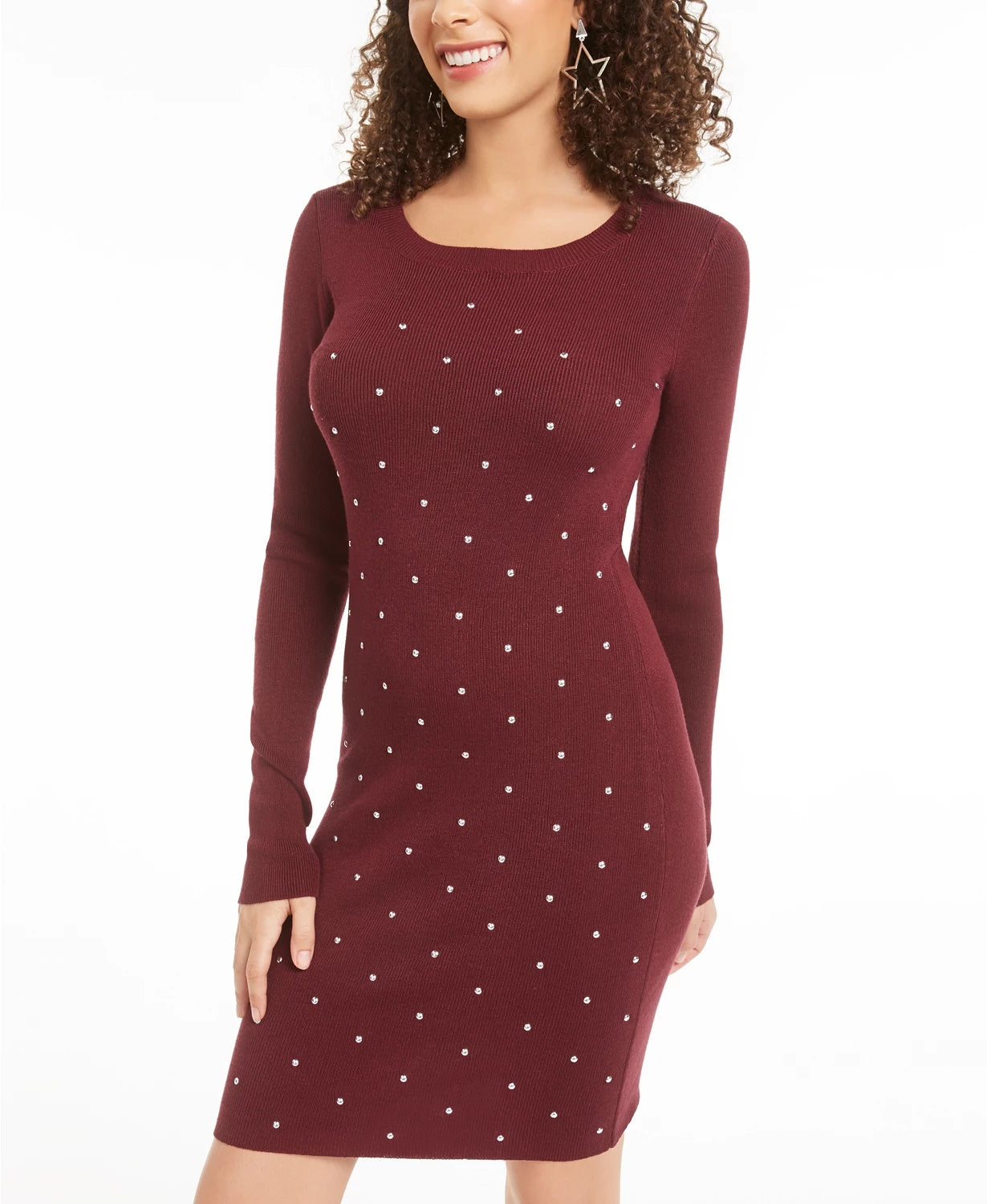 Planet Gold Juniors' Studded Bodycon Dress Red Size Large