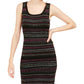 Planet Gold Juniors' Metallic-Stripe Sweater Dress Black Size XX Small