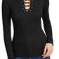 Planet Gold Junior's Lace Up Mock Neck Sweater Black Size Small