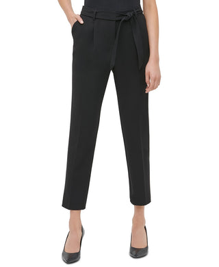 Calvin Klein Women's Tie Belt Straight Leg Pants Black Size 6