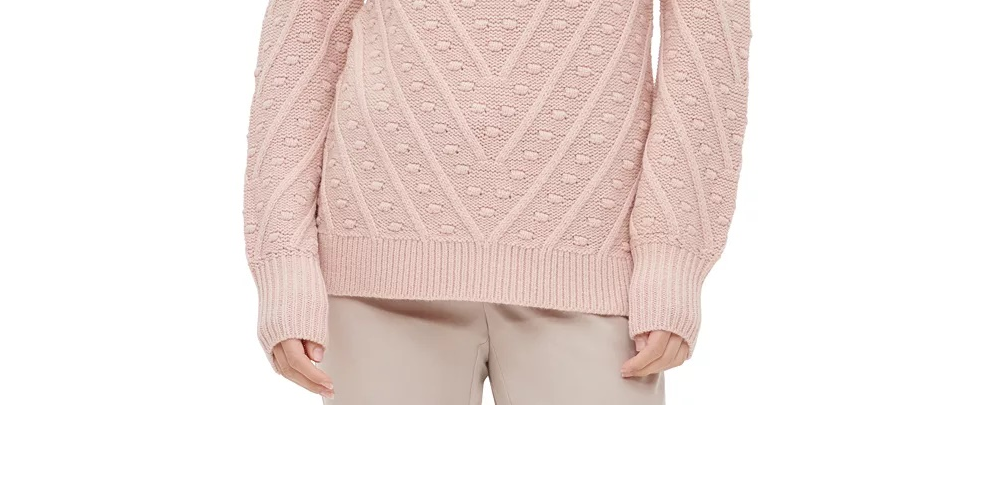 Calvin Klein Women's Popcorn-Knit Mock-Neck Sweater Lt/Paspink Size Medium