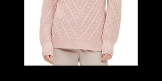 Calvin Klein Women's Popcorn-Knit Mock-Neck Sweater Lt/Paspink Size Medium