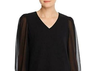 Calvin Klein Women's Mesh Blouson-Sleeve Top Black Size Extra Large
