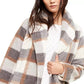 Calvin Klein Women's Plaid Fleece Flyaway Jacket Gray Size Extra Large