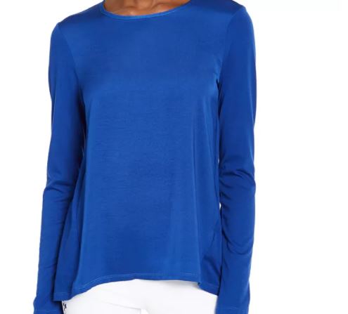 Michael Kors Women's Mixed Media Top Regular Blue Size X-Small