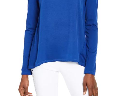 Michael Kors Women's Mixed Media Top Regular Blue Size X-Small