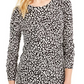 Michael Kors Women's Black Animal Print 3/4 Sleeve Scoop Neck Sweater White Size Small