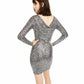 Michael Kors Women's Metallic Printed Cowl Neck  Dress Gray Size Large