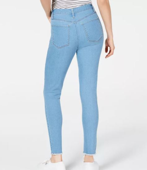 Tinseltown Junior's High Rise Raw Hem Skinny Jeans Blue Size 3