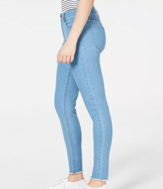 Tinseltown Junior's High Rise Raw Hem Skinny Jeans Blue Size 3