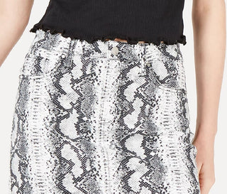 Tinseltown Junior's Snake Embossed Denim Mini Skirt Grey Size 3