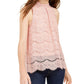 Love Fire Juniors' Metallic Lace Top Pink Size X-Large