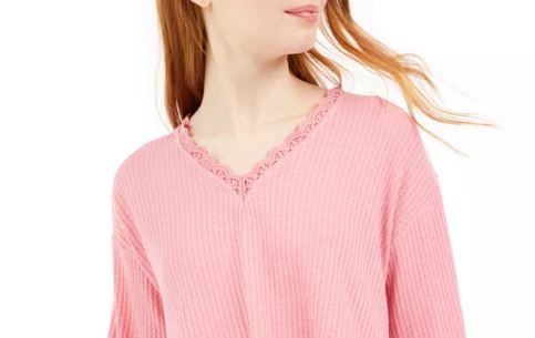 Love Fire By Topson Junior's Lace Trim Thermal Top Pink Size X-Small